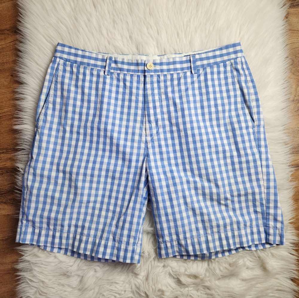 Vineyard Vines Blue Gingham Breaker Shorts 36